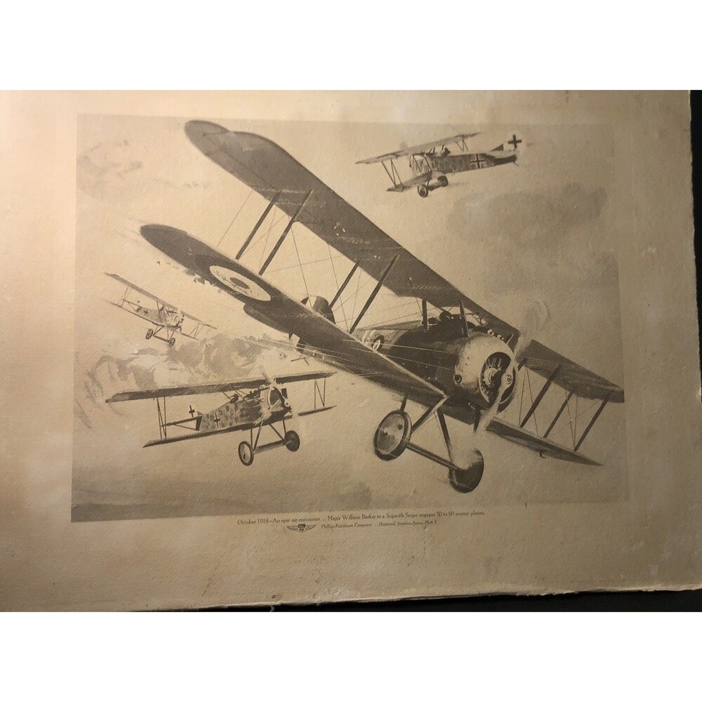 Cardboard Photo 1918 Epic Air Encounter Philips Petroleum Comp.  Aviation Series